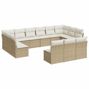 vidaXL 13 részes bézs polyrattan kerti ülőgarnitúra párnákkal kép