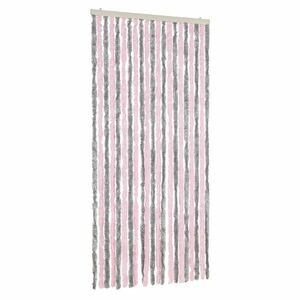 vidaXL ezüstszürke és rózsaszín zsenília rovarfüggöny 90 x 220 cm kép