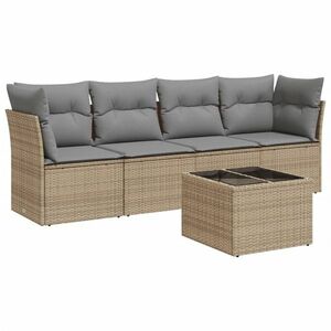 vidaXL 5 részes bézs polyrattan kerti ülőgarnitúra párnákkal kép