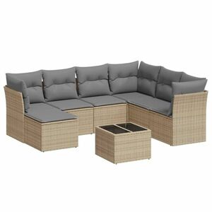 vidaXL 8 részes bézs polyrattan kerti ülőgarnitúra párnával kép