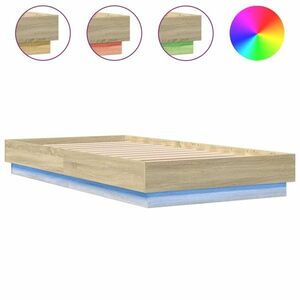 vidaXL sonoma tölgy színű ágykeret LED-világítással 90x190 cm kép