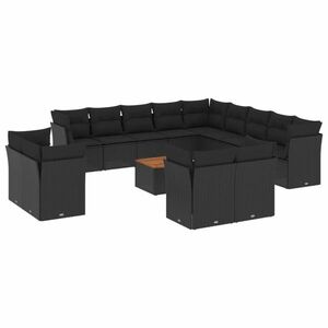 vidaXL 14 részes fekete polyrattan kerti ülőgarnitúra párnákkal kép