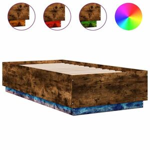 vidaXL füstös tölgy színű szerelt fa ágykeret LED-del 90 x 190 cm kép