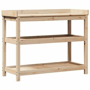 vidaXL tömör fenyőfa ültetőasztal polcokkal 108 x 45 x 86, 5 cm kép