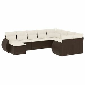 vidaXL 10 részes barna polyrattan kerti ülőgarnitúra párnákkal kép