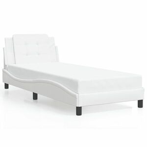vidaXL fehér műbőr ágykeret fejtámlával 100x200 cm kép
