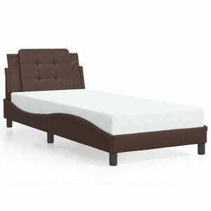 vidaXL barna műbőr ágykeret fejtámlával 90 x 200 cm kép