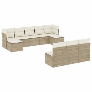 vidaXL 10 részes bézs polyrattan kerti ülőgarnitúra párnával kép