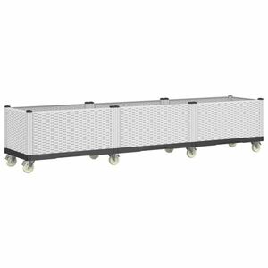 vidaXL fehér polipropilén rácsos kerekes ültetőláda 240 x 50 x 54 cm kép