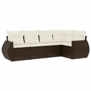 vidaXL 5 részes barna polyrattan kerti ülőgarnitúra párnával kép