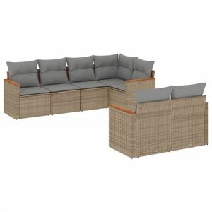 vidaXL 7 részes bézs polyrattan kerti ülőgarnitúra párnákkal kép