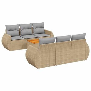 vidaXL 7 részes bézs polyrattan kerti ülőgarnitúra párnákkal kép