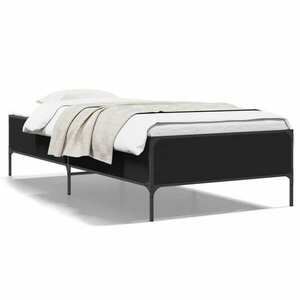 vidaXL fekete szerelt fa és fém ágykeret 75 x 190 cm kép