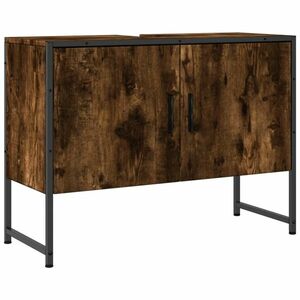 vidaXL füstös tölgy szerelt fa fürdőszobai mosdószekrény 80x33x60 cm kép