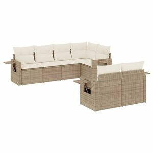 vidaXL 7 részes bézs polyrattan kerti ülőgarnitúra párnákkal kép