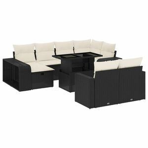 vidaXL 11 részes fekete polyrattan kerti ülőgarnitúra párnákkal kép