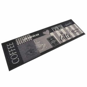 vidaXL fekete feliratos mosható bársony konyhaszőnyeg 60 x 180 cm kép