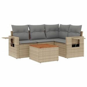 vidaXL 5 részes bézs polyrattan kerti ülőgarnitúra párnákkal kép