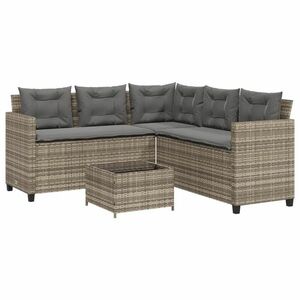 vidaXL L-alakú szürke polyrattan kerti kanapé asztallal és párnákkal kép