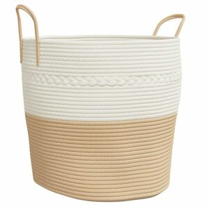 vidaXL bézs-fehér pamut tárolókosár Ø43 x 38 cm kép