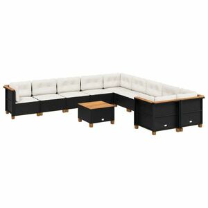 vidaXL 11 részes fekete polyrattan kerti ülőgarnitúra párnákkal kép