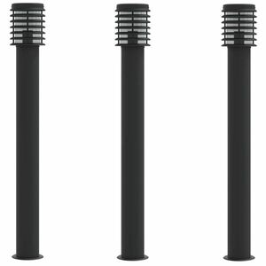 vidaXL 3 db fekete rozsdamentes acél kültéri állólámpa 110 cm kép