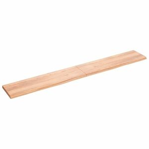 vidaXL világosbarna kezelt tömör tölgyfa fali polc 220 x 30 x (2-4) cm kép