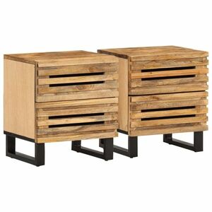 vidaXL 2 db tömör nyers mangófa éjjeliszekrény 40 x 34 x 46 cm kép