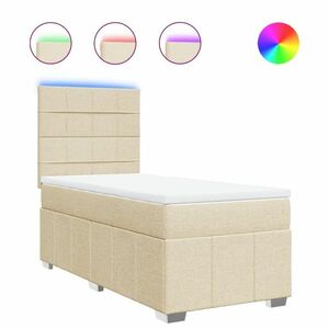 vidaXL krémszínű szövet rugós ágy matraccal 90 x 200 cm kép