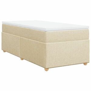 vidaXL krémszínű szövet rugós ágy matraccal 90 x 200 cm kép