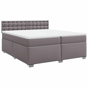 vidaXL szürke műbőr rugós ágy matraccal 200 x 200 cm kép