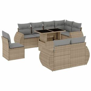 vidaXL 9 részes bézs polyrattan kerti ülőgarnitúra párnákkal kép