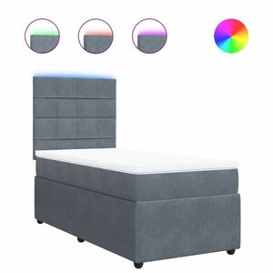 vidaXL sötétszürke bársony rugós ágy matraccal 90x190 cm kép