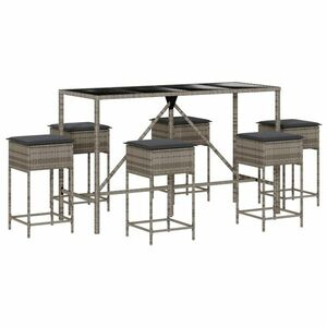 7 részes szürke polyrattan kerti bárszett kép