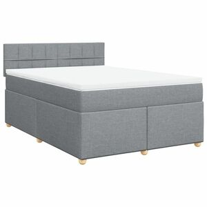 vidaXL világosszürke szövet rugós ágy matraccal 140 x 190 cm kép