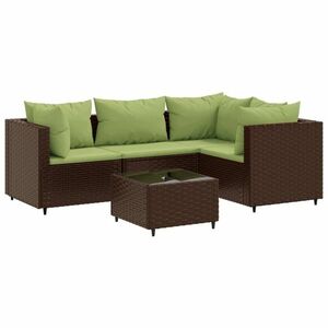 vidaXL 5 részes barna polyrattan kerti ülőgarnitúra párnákkal kép