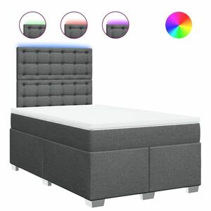 vidaXL sötétszürke szövet rugós ágy matraccal 120 x 190 cm kép