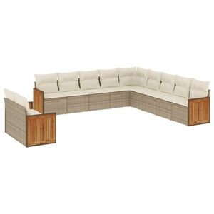 vidaXL 11 részes bézs polyrattan kerti ülőgarnitúra párnákkal kép
