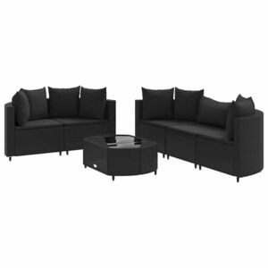 vidaXL 6 részes fekete polyrattan kerti ülőgarnitúra párnákkal kép