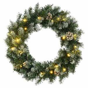 vidaXL zöld PVC karácsonyi koszorú LED-ekkel 45 cm kép