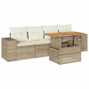 vidaXL 5 részes bézs polyrattan kerti ülőgarnitúra párnákkal kép