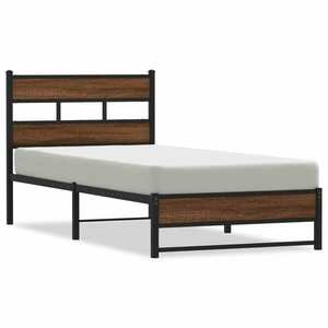vidaXL barna tölgy színű fém ágykeret matrac nélkül 107 x 203 cm kép