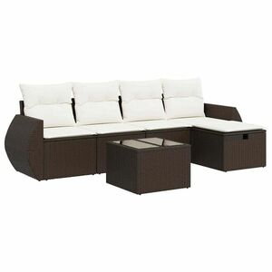 vidaXL 6 részes barna polyrattan kerti ülőgarnitúra párnával kép