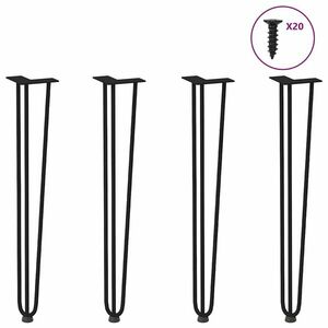 vidaXL hajcsavaros asztallábak 4 db Fekete 72 cm tömör acélból kép