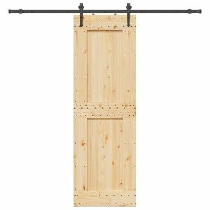 vidaXL tömör fenyőfa tolóajtó fémszerelékszettel 70 x 210 cm kép