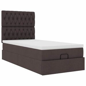 vidaXL Ottomán ágykeret matraccal sötétbarna 80x200cm szövet kép