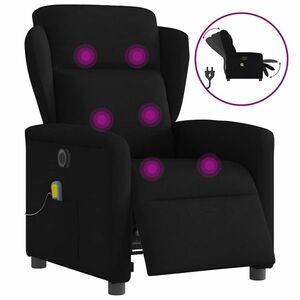vidaXL fekete szövet elektromos dönthető masszázsfotel kép