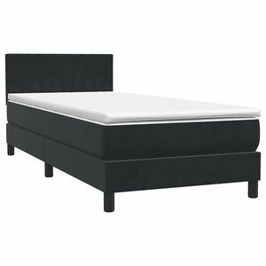 vidaXL fekete bársony rugós ágy matraccal 100x210 cm kép
