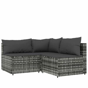 vidaXL 3 részes szürke polyrattan kerti ülőgarnitúra párnákkal kép