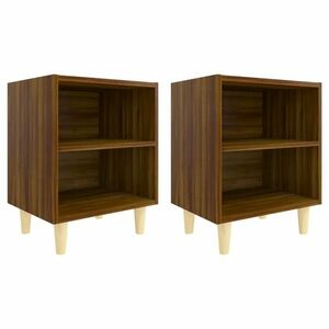vidaXL 2 db barna tölgy színű éjjeliszekrény fa lábakkal 40x30x50 cm kép